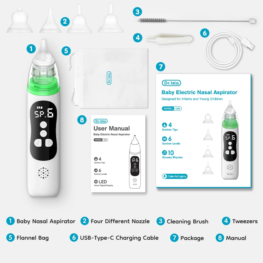 Electric Baby Nasal Aspirator – Safe, Silent Nose Cleaner for Newborns & Infants (Models U94 & U90)