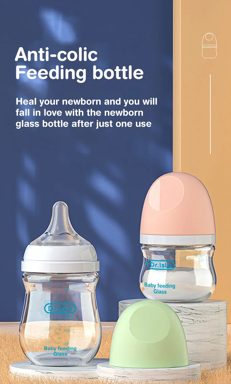 Glass Feeding Baby Bottle Infant 0-3 Month BPA Free ,Anti-colic
