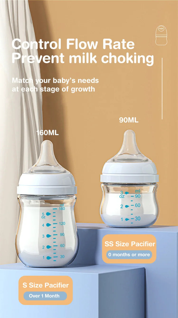Glass Feeding Baby Bottle Infant 0-3 Month BPA Free ,Anti-colic