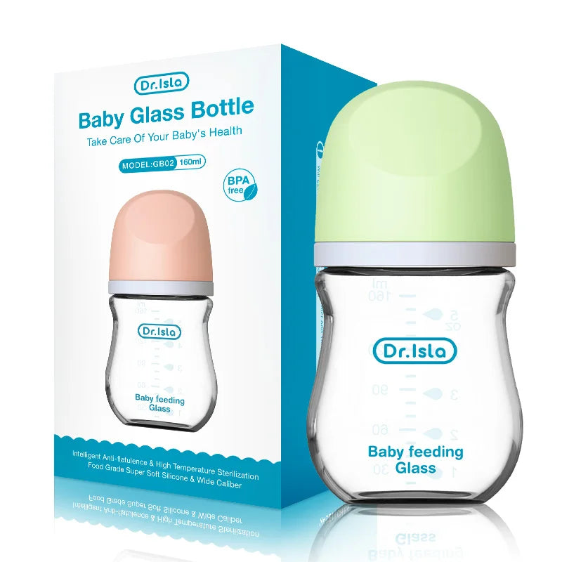 Glass Feeding Baby Bottle Infant 0-3 Month BPA Free ,Anti-colic