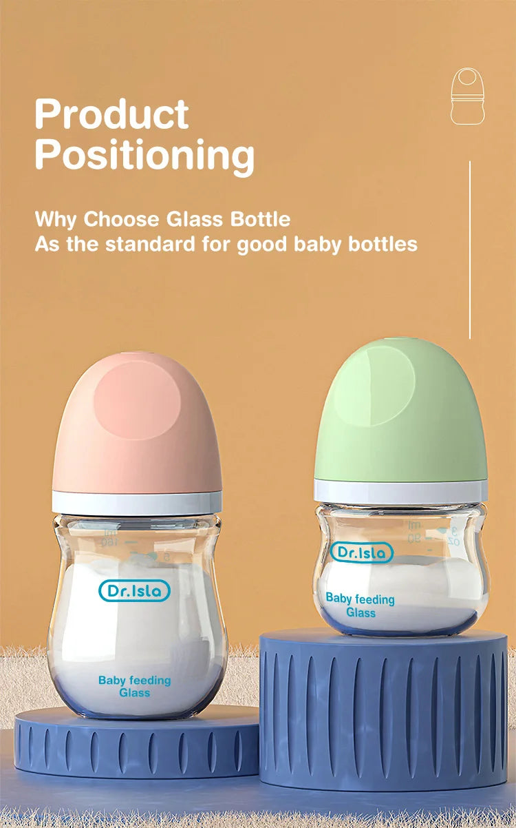 Glass Feeding Baby Bottle Infant 0-3 Month BPA Free ,Anti-colic